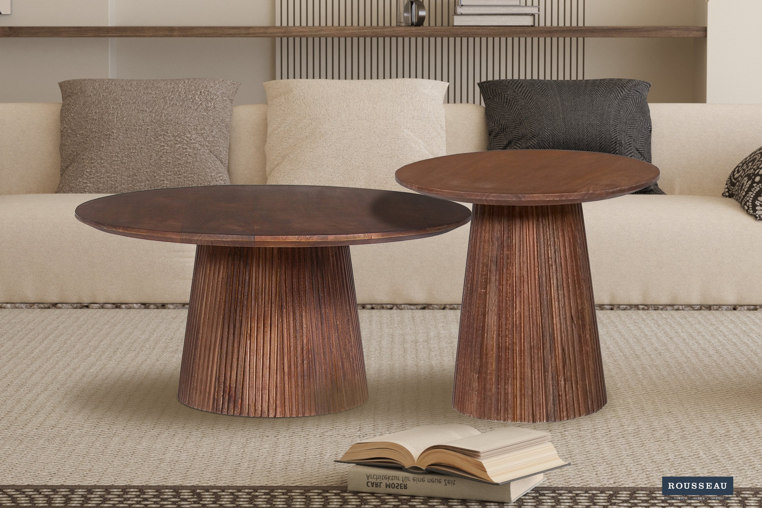 Salontafel 'Miguel' 80 cm Rond Mangohout Lichtbruin