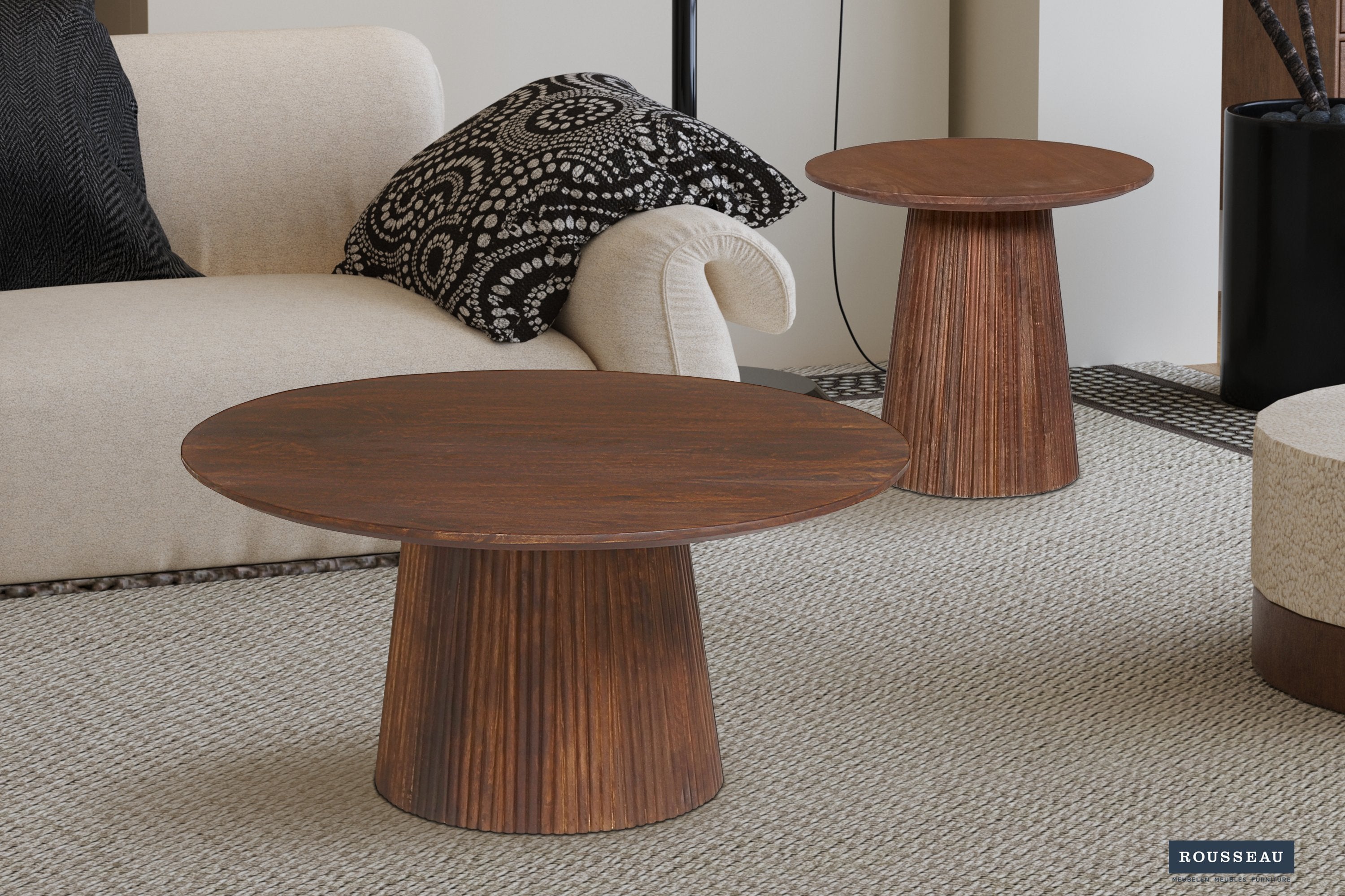 Salontafel 'Miguel' 80 cm Rond Mangohout Lichtbruin