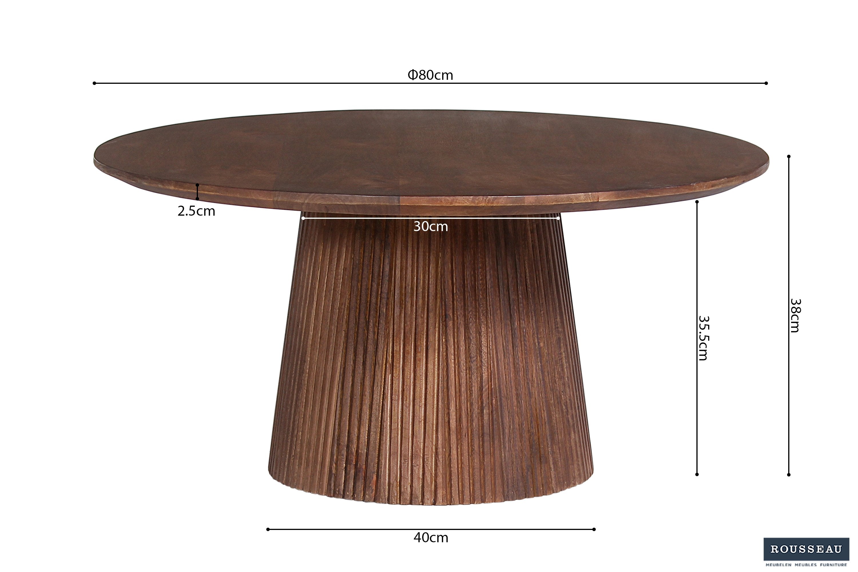 Salontafel 'Miguel' 80 cm Rond Mangohout Lichtbruin