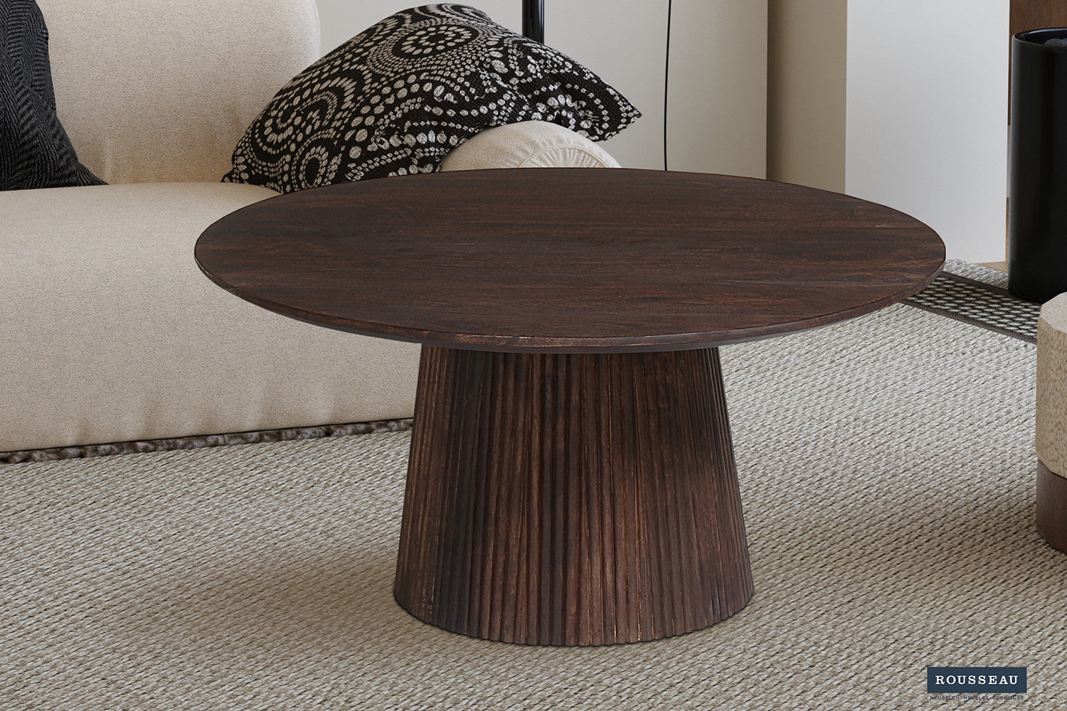 Salontafel 'Miguel' 80 cm Rond Mangohout Donkerbruin