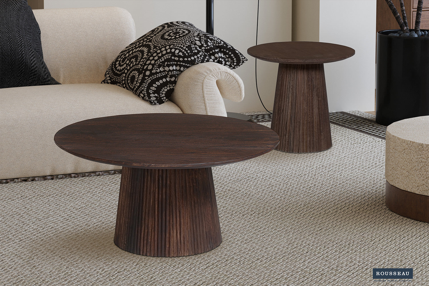 Salontafel 'Miguel' 80 cm Rond Mangohout Donkerbruin