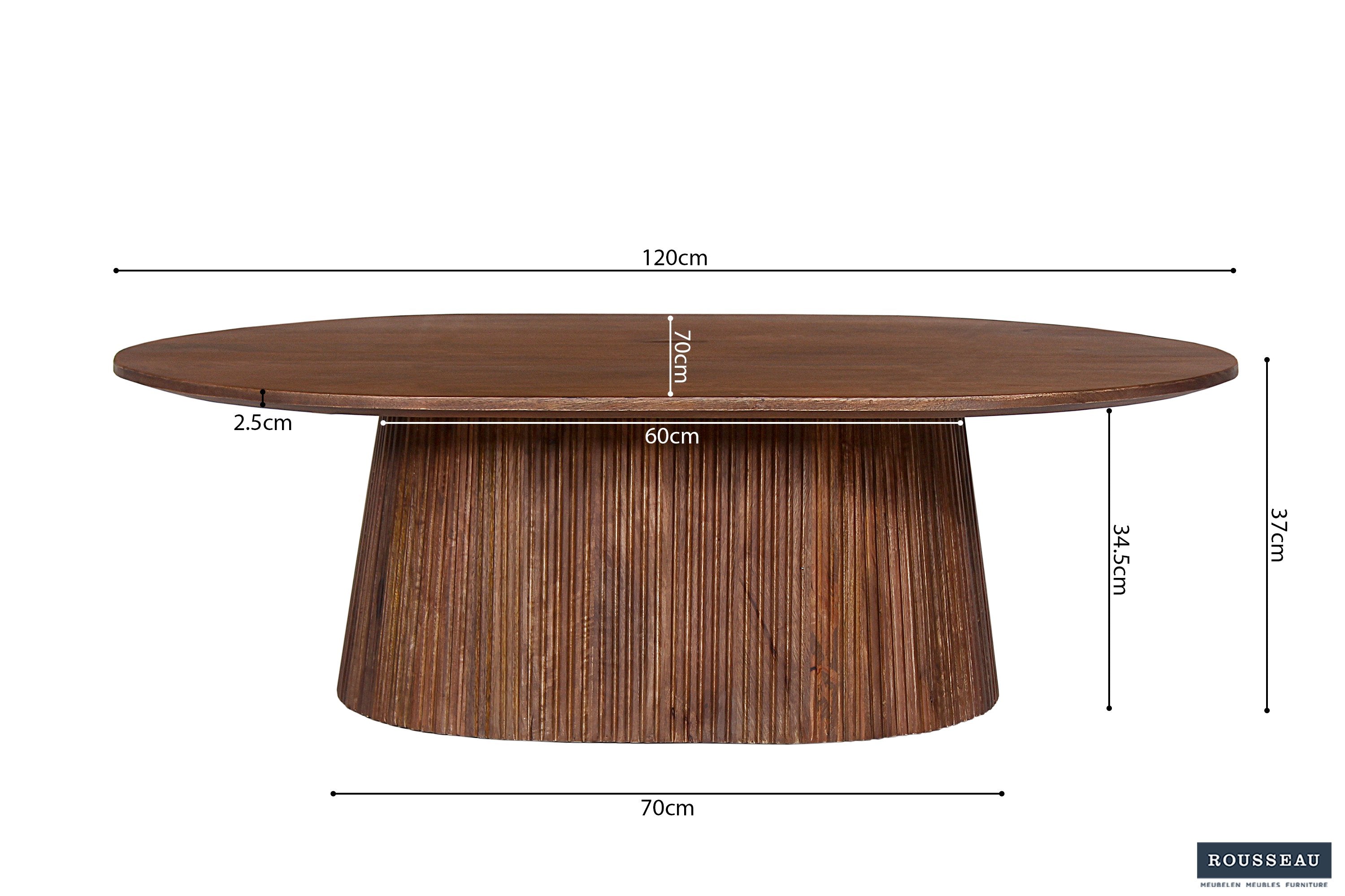Salontafel 'Miguel' 120 cm Ovaal Mangohout Lichtbruin