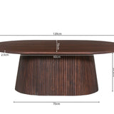 Salontafel 'Miguel' 120 cm Ovaal Mangohout Donkerbruin