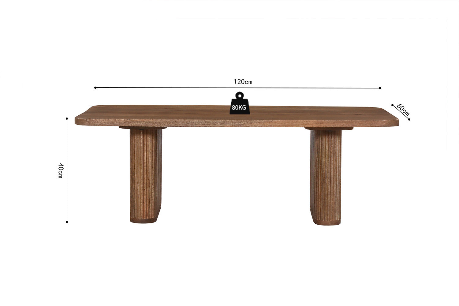 Salontafel 'Jean' Mangohout Lichtbruin