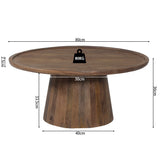 Salontafel 'Jules' 80x36 cm Rond Mango hout Lichtbruin
