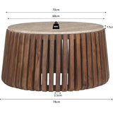 Salontafel 'Luuk' 70 cm Rond Mango hout met Travertin Beige