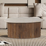 Salontafel 'Louis' 90 cm Mango hout met Travertin Beige