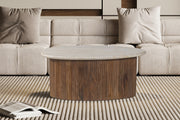 Salontafel 'Louis' 90 cm Mangohout met Travertin Beige