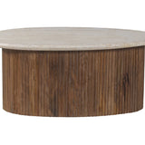 Salontafel 'Louis' 90 cm Mango hout met Travertin Beige