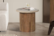 Bijzettafel 'Louis' 50 cm Mangohout met Travertin Beige