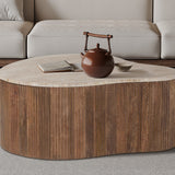 Salontafel 'Paul' 83 cm Mangohout met Travetin Beige