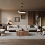 Salontafel 'Paul' 83 cm Mangohout met Travetin Beige