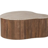 Salontafel 'Paul' 83 cm Mangohout met Travetin Beige