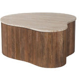 Salontafel 'Paul' 83 cm Mangohout met Travetin Beige