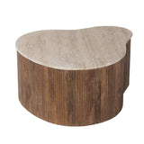 Salontafel 'Paul' 83 cm Mangohout met Travetin Beige