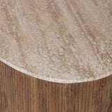 Salontafel 'Paul' 83 cm Mangohout met Travetin Beige