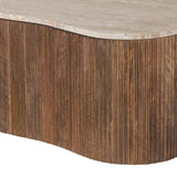 Salontafel 'Paul' 83 cm Mangohout met Travetin Beige