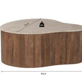 Salontafel 'Paul' 83 cm Mangohout met Travetin Beige