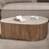 Salontafel 'Nolan' 100 cm Mango hout met Travetin Beige