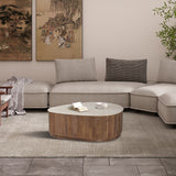 Salontafel 'Nolan' 100 cm Mango hout met Travetin Beige