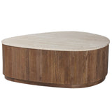 Salontafel 'Nolan' 100 cm Mango hout met Travetin Beige