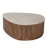 Salontafel 'Nolan' 100 cm Mango hout met Travetin Beige