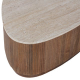 Salontafel 'Nolan' 100 cm Mango hout met Travetin Beige