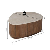 Salontafel 'Nolan' 100 cm Mango hout met Travetin Beige