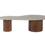 Salontafel 'Marlon' 120 cm Mango hout met Travertin Beige