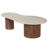 Salontafel 'Marlon' 120 cm Mango hout met Travertin Beige