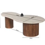 Salontafel 'Marlon' 120 cm Mango hout met Travertin Beige