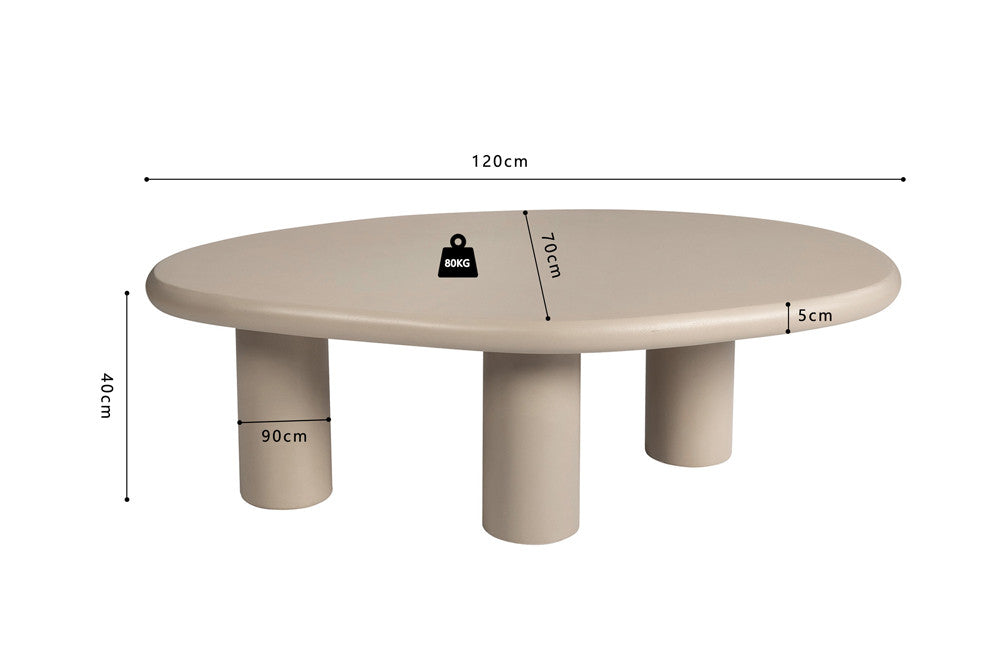 Salontafel 'Tavira' 120 cm Cementbeige