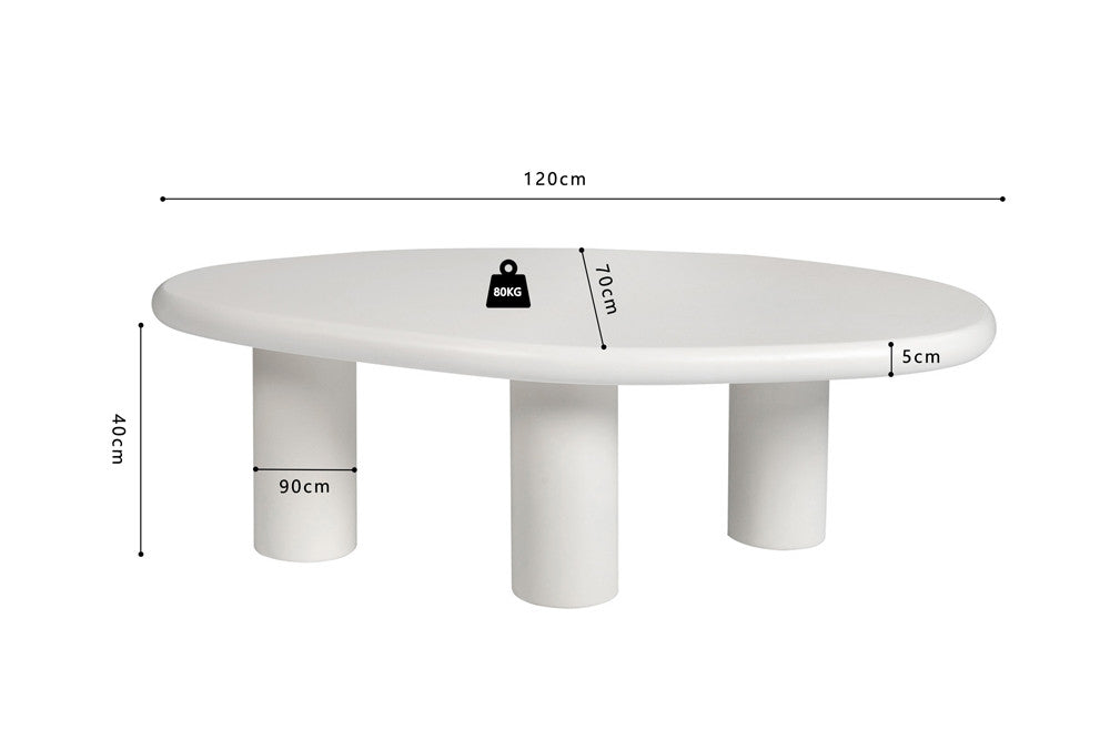 Salontafel 'Tavira' 120 cm Cement Wit