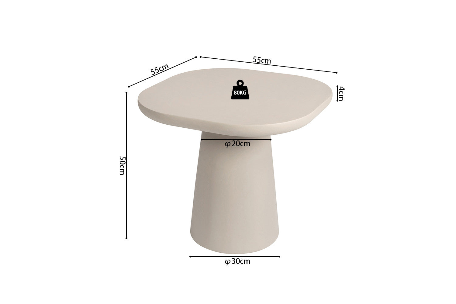 Salontafel 'Tavira' 55 cm Ovaal Cementbeige