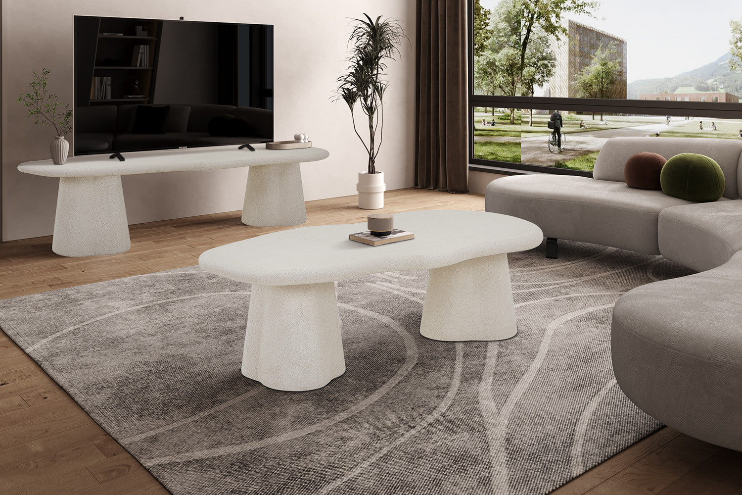 Salontafel 'Faro' 130 cm Organisch Cement