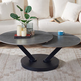 Salontafel 'Nara' Rond Draaibaar Steen Lichtgrijs