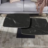 Salontafel 'Sendai' Rond Draaibaar Steen Zwart