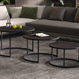 Salontafel 'Lennox' 3-delig Mangohout Zwart