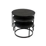 Salontafel 'Lennox' 3-delig Mangohout Zwart