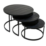 Salontafel 'Lennox' 3-delig Mangohout Zwart