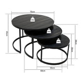 Salontafel 'Lennox' 3-delig Mangohout Zwart