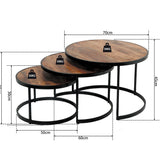 Salontafel 'Lennox' 3-delig Mangohout