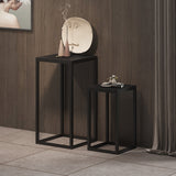 Bijzettafel 'Madeira' 2-delig Mango hout zwart