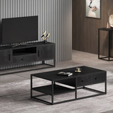 Bijzettafel 'Madeira' 2-delig Mango hout zwart