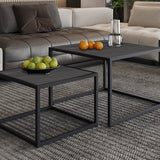 Salontafel 'Quinn' 2-delig Mango hout Zwart