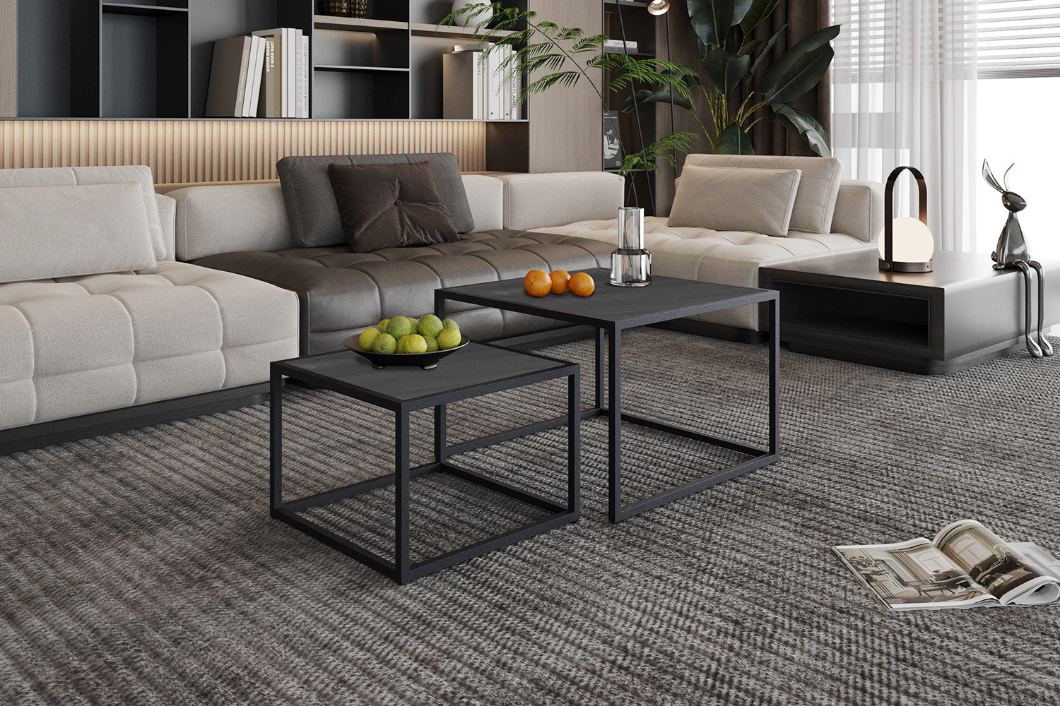 Salontafel 'Quinn' 2-delig Mango hout Zwart