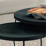 Salontafel 'Lars' 2-delig Mango hout zwart