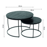 Salontafel 'Lars' 2-delig Mango hout zwart