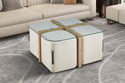 Salontafel 'Shana' met 4 poefs stof Decor Oude eik