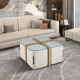 Salontafel 'Shana' met 4 poefs stof Decor Oude eik